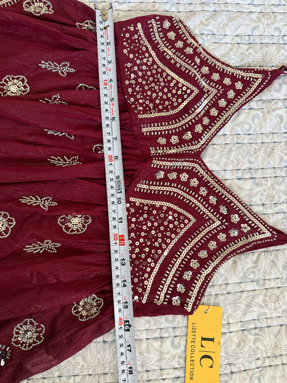 Lizette Collection XS Burgundy Beaded Sequin Babydoll Cami Boho Festival Y2K Top - Picture 5 of 9